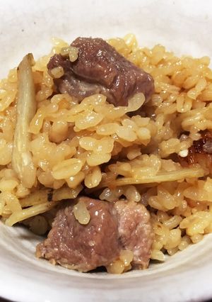 甘うま絶妙！豚肩ロースの炊き込みご飯-レシピのメイン写真