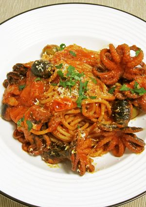 イイダコのスパゲッティ　溺れ煮風-レシピのメイン写真