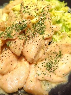 しっとり鶏ささみのカルボ風ムニエル-レシピのメイン写真