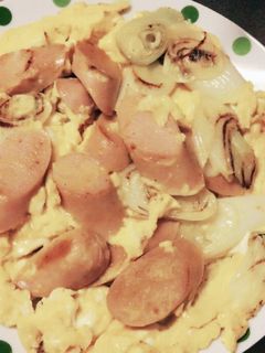 魚肉ソーセージと長ネギの卵とじ-レシピのメイン写真