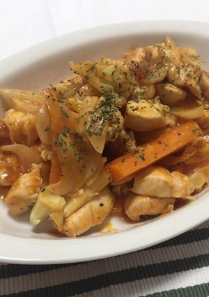 鶏肉と新玉ねぎのオーロラソース風炒め-レシピのメイン写真