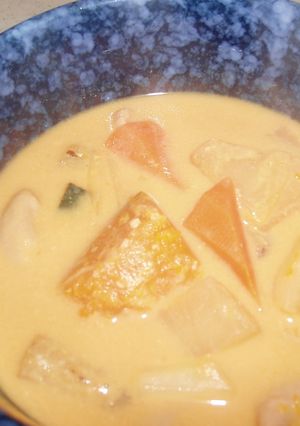 豚もつ＆がっちり根菜の豆乳味噌汁-レシピのメイン写真