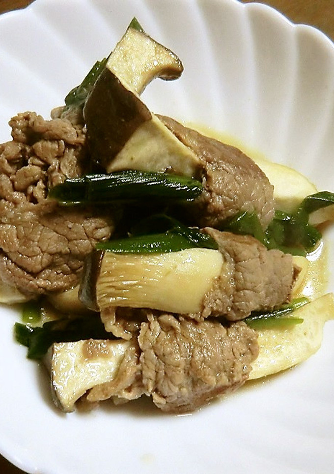 旬のニラと、エリンギの牛肉まき-レシピのメイン写真