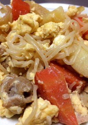 肉じゃがを簡単リメイク　肉じゃがの卵炒め-レシピのメイン写真