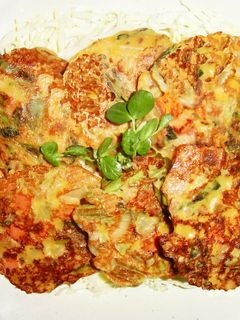 出かける日のシャキシャキ野菜と豚肉お焼き-レシピのメイン写真