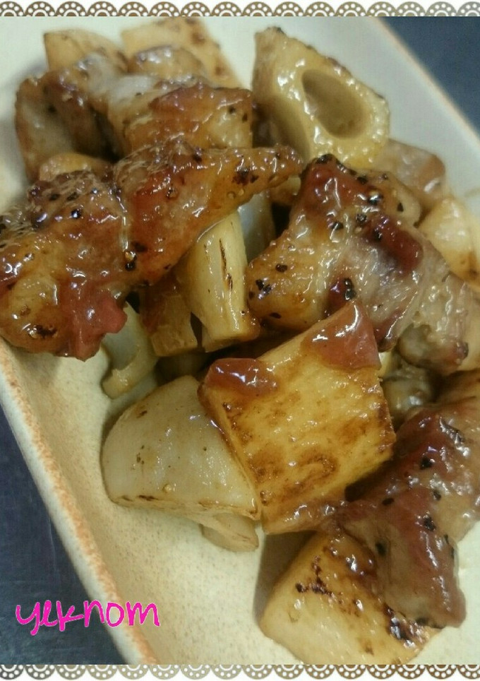 ＊豚肉と根菜の梅肉ソース炒め＊-レシピのメイン写真