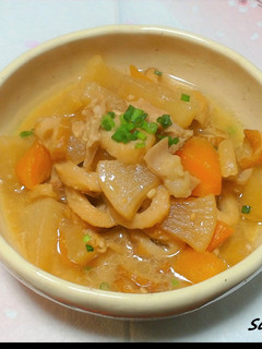 圧力鍋で柔らか!モツと根菜の煮込み-レシピのメイン写真