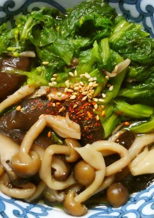 簡単！菜の花ときのこの和風煮＊白だしで♪-レシピのメイン写真