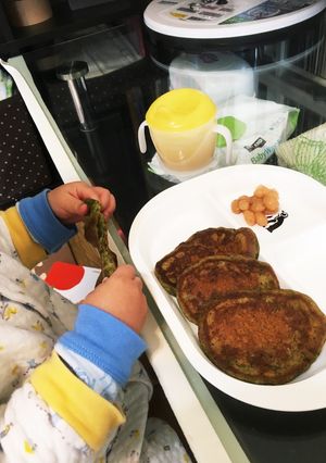 ほうれん草と薩摩芋のパンケーキ*離乳食-レシピのメイン写真