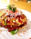 粉なしお好み焼き☆チーズ卵としらす桜海老