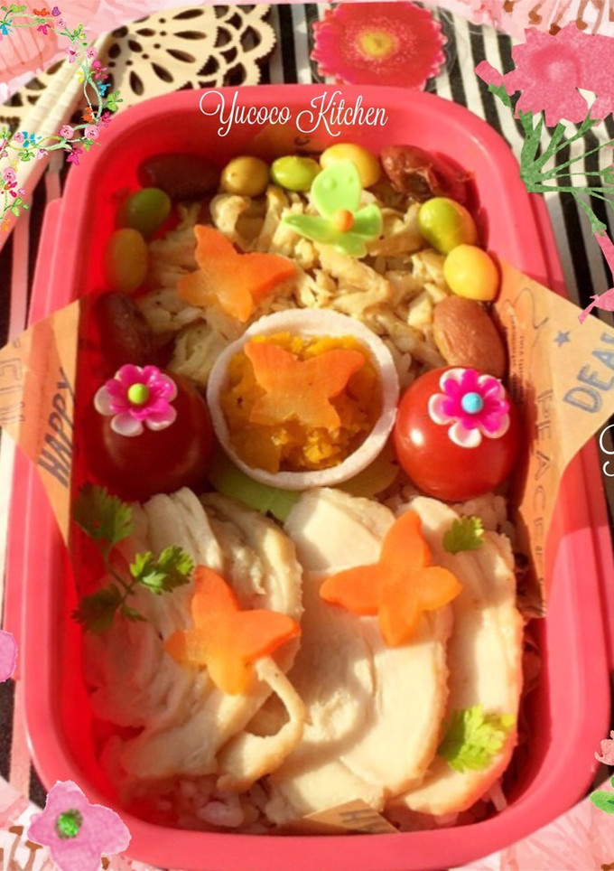 蒸し鶏 切干しお揚げ含め煮 春のっけ弁当-レシピのメイン写真