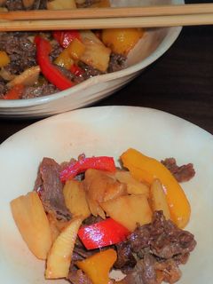 筍とパプリカと牛肉の味噌味炒め-レシピのメイン写真