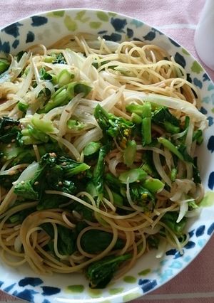 菜の花と玉ねぎの和風春パスタ-レシピのメイン写真