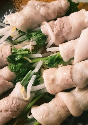 パクチーとモヤシの蒸し豚^^-レシピのメイン写真