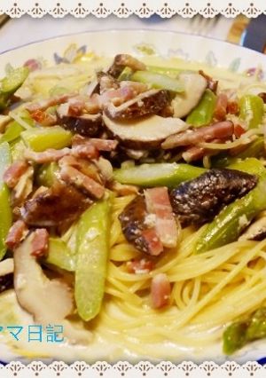 椎茸とベーコンのミルクスパゲッティー-レシピのメイン写真