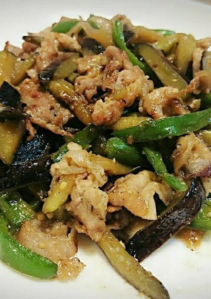 ★豚肉となすとﾋﾟｰﾏﾝの味噌炒め★-レシピのメイン写真