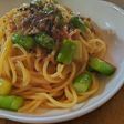 アスパラのバター焼きとなめ茸のパスタ
