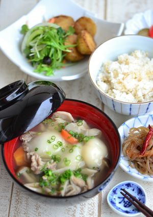 がごめ昆布とろろ入り具だくさんだんご汁-レシピのメイン写真