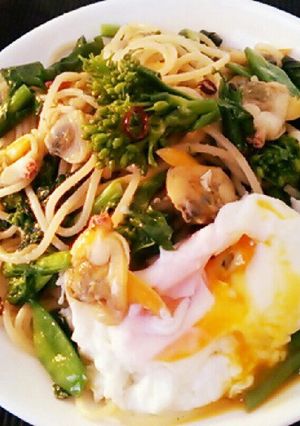 青柳貝と春野菜のペペロンチーノ-レシピのメイン写真