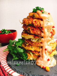 粉なしお好み焼きツナコーンオーロラソース-レシピのメイン写真