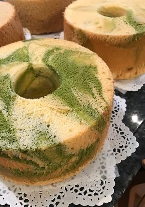 型抜きも簡単！抹茶マーブルシフォンケーキ-レシピのメイン写真