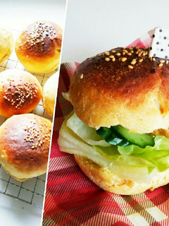 カボチャの煮汁リメイク もちもちバンズ-レシピのメイン写真