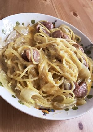 フライパンでカルボナーラ-レシピのメイン写真