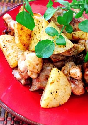 鶏肉とじゃがいもの海苔佃煮炒め☆-レシピのメイン写真