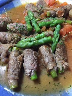 アスパラの牛肉巻きトマト煮-レシピのメイン写真