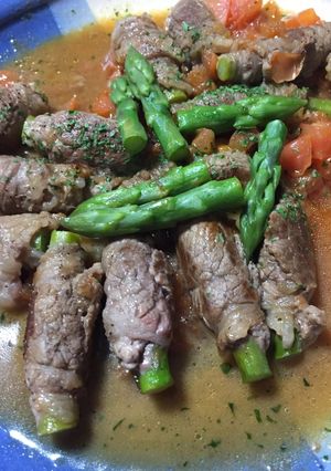 アスパラの牛肉巻きトマト煮-レシピのメイン写真