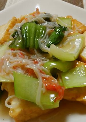 簡単♪青梗菜と厚揚げのカニカマあんかけ-レシピのメイン写真