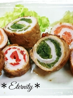 *カラフル野菜のくるくる肉巻き*-レシピのメイン写真