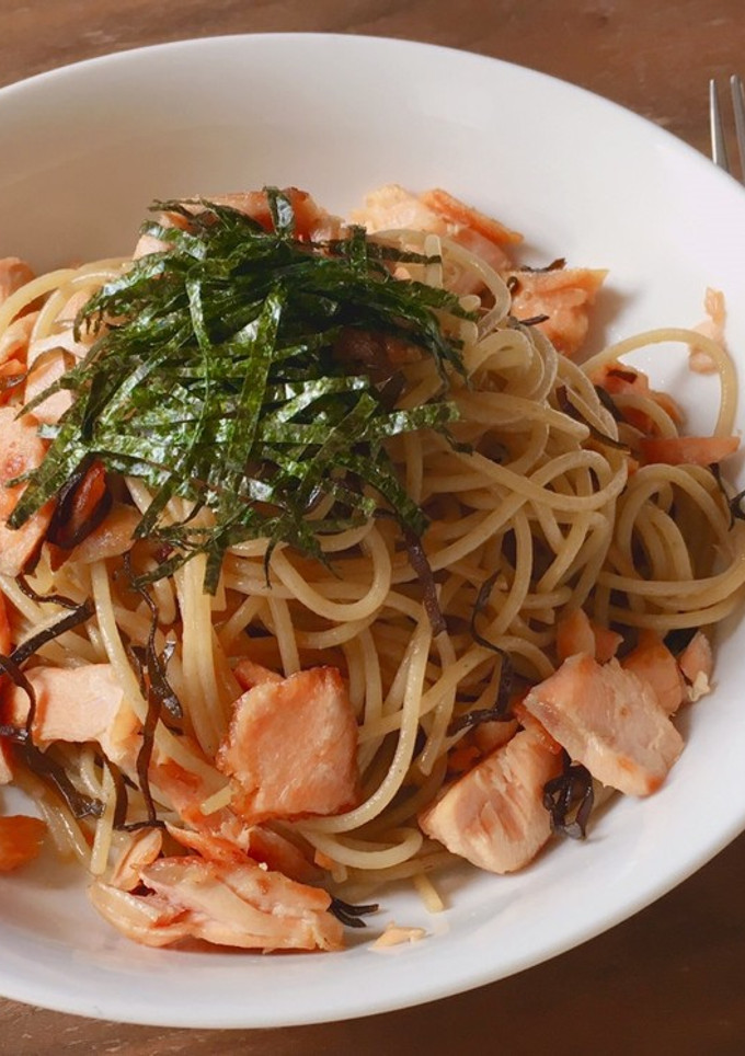 鮭と塩昆布の和風パスタ-レシピのメイン写真