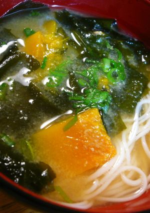 素麺とかぼちゃのお味噌汁-レシピのメイン写真