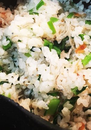 ❷土鍋で炊く！簡単！ちりめん梅ごはん-レシピのメイン写真