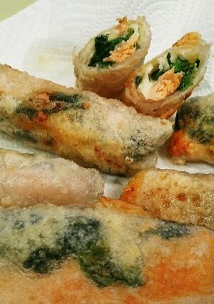 ライスペーパーで鮭ほうれん草チーズ揚げ-レシピのメイン写真