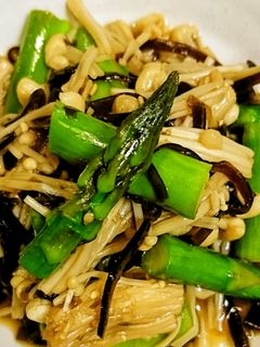 アスパラとえのきの昆布炒め-レシピのメイン写真