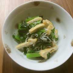 รูปของ 小松菜のしらす、油揚げ入り和え物♪