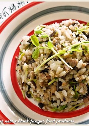 黑木耳豆苗絞肉炒飯．柯媽媽の植物燕窩-レシピのメイン写真