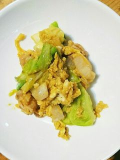 焼肉のタレで★鶏肉とキャベツの卵とじ炒め-レシピのメイン写真