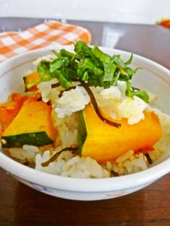 素焼きカボチャと塩昆布の混ぜご飯-レシピのメイン写真