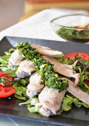 鶏手羽先の“にら醤油”がけ♪-レシピのメイン写真