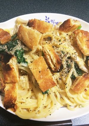油揚げとほうれん草の濃厚クリームパスタ-レシピのメイン写真