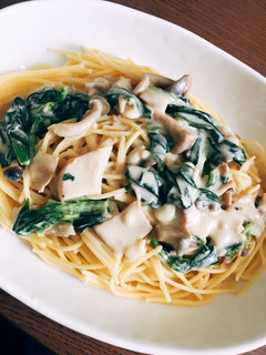 ほうれん草ときのこのクリームパスタ-レシピのメイン写真