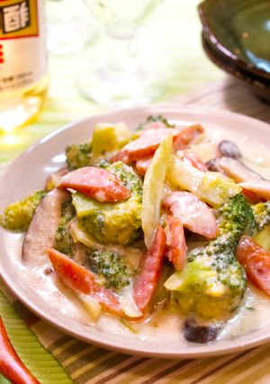 ソーセージとブロッコリーのさっぱり豆乳中華炒め煮-レシピのメイン写真