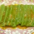刺身こんにゃくのゴマぽん酢オリーブ油がけ