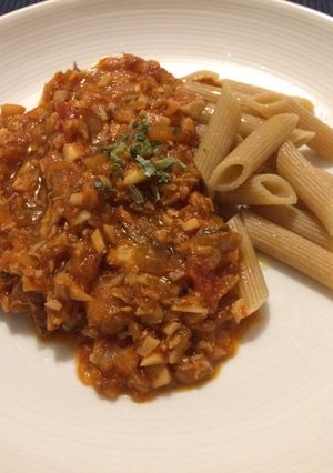 サバ水煮で作るトマトソースパスタ-レシピのメイン写真