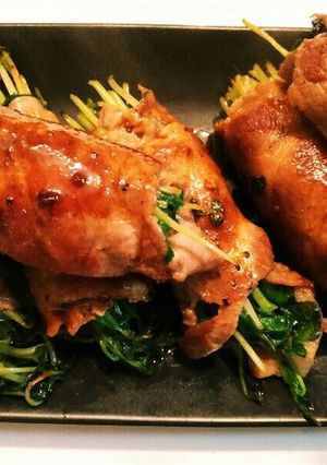 豆苗の豚肉まき♡バターポン酢たれ-レシピのメイン写真