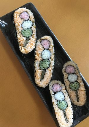お花見にぴったり！三色だんご巻き寿司-レシピのメイン写真