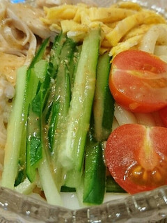酒蒸し鶏肉のサラダうどん-レシピのメイン写真